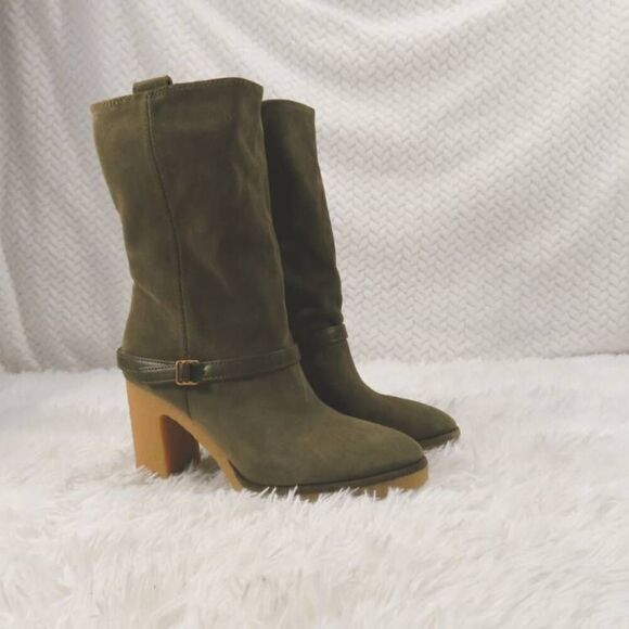 Franco Sarto Cypress Olive Green Suede Paxton Mid Calf Boot 6 - Picture 1 of 7
